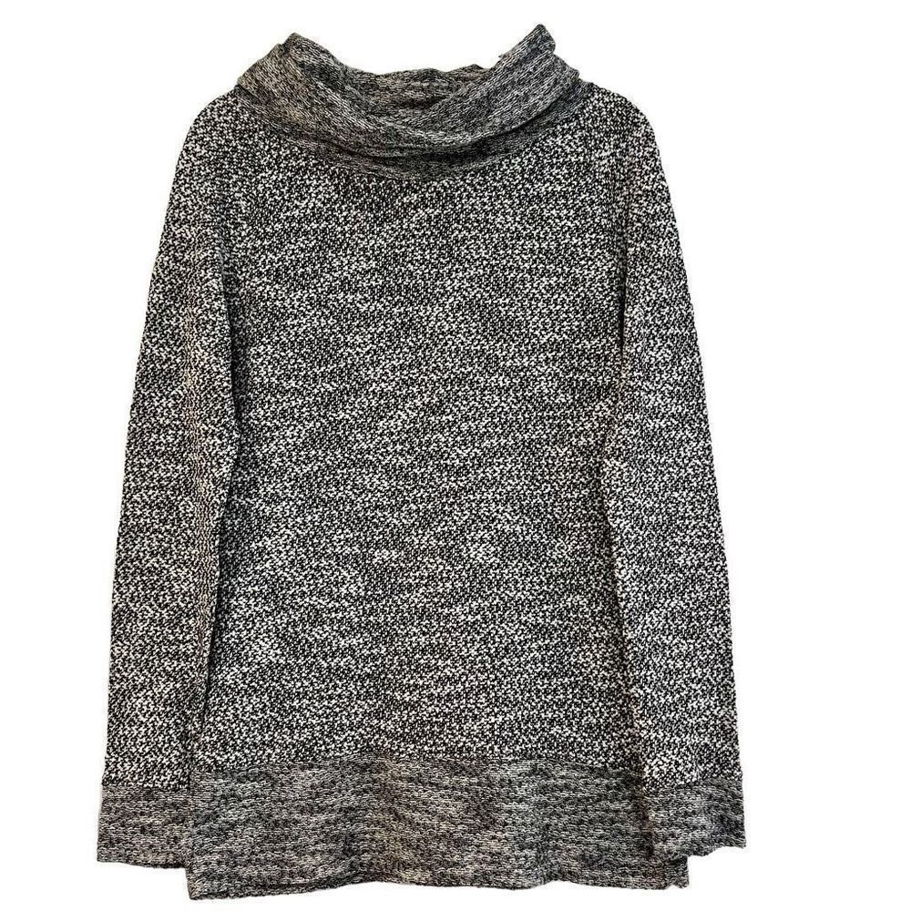 LOFT Women’s Black White Turtleneck Crowl Neck Sweater Medium